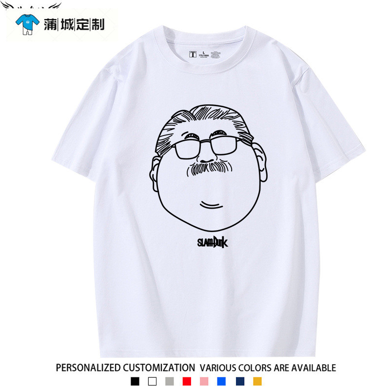 TW Slam Dunk Coach Anxi Avatar แขนสั้นสองมิติบาสเกตบอลกีฬาผ้าฝ้ายเสื้อยืดผู้ชายผู้หญิงสบายๆแฟชั่นเกาหลี GTGX