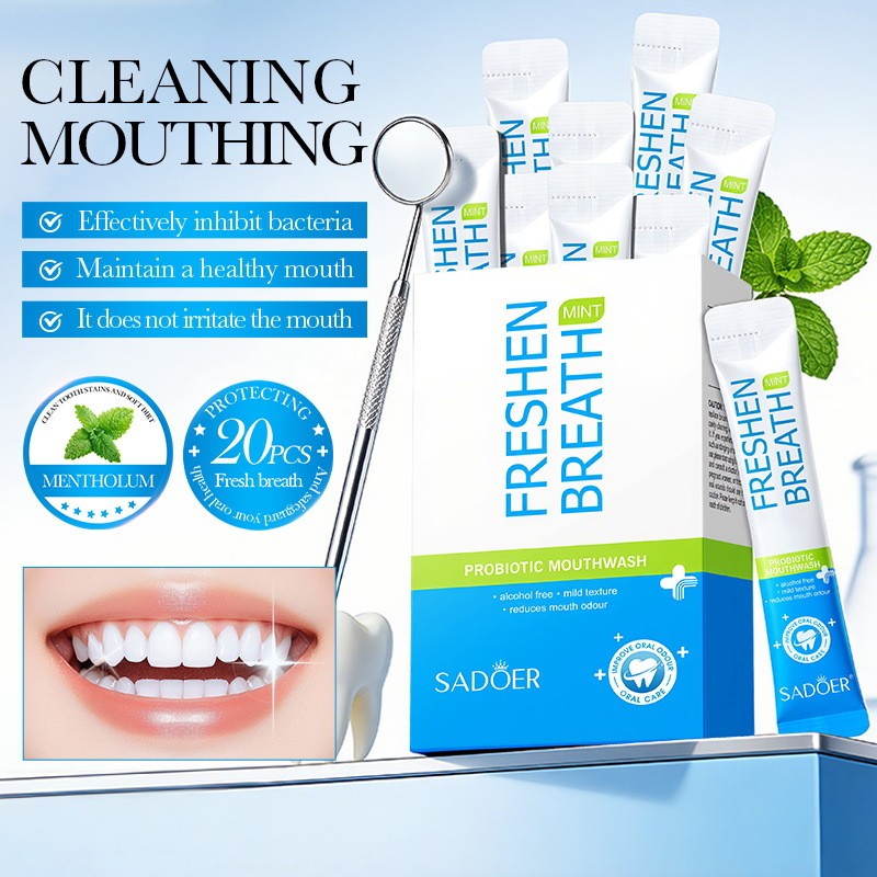 น้ํายาบ้วนปากแบบพกพา Full English Mouthwash ลบคราบโปรไบโอติกสด sadoer Gum Care Breath 37VF