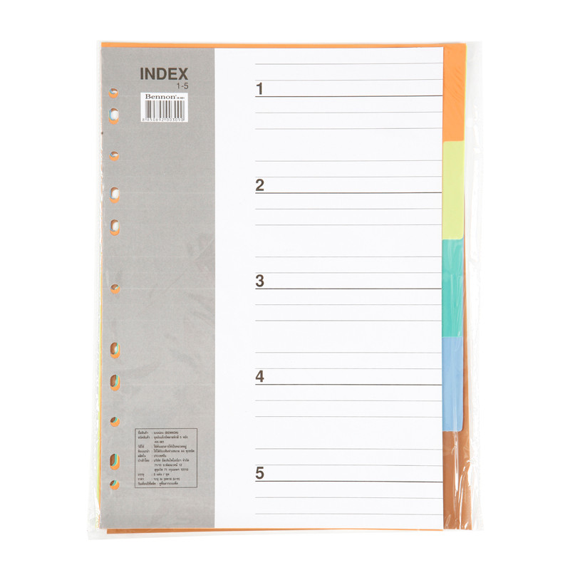 BENNON อินเด็กซ์พลาสติก A4 5 หยัก รุ่น IX901