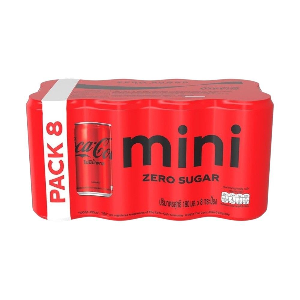 [สินค้าส่งด่วน] โค้ก มินิแคน ไม่มีน้ำตาล 180มล. แพ็ค 8 COKE MINI CAN ZERO SUGAR 180 ML. PACK 8