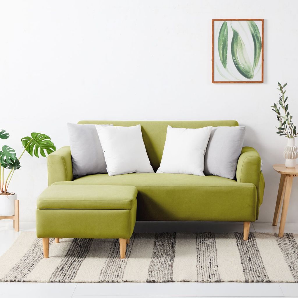 SB Design Square โซฟา 2 ที่นั่ง รุ่น Gracie สีเขียว & สตูล (160x151x85 ซม.) แบรนด์ KONCEPT FURNITURE