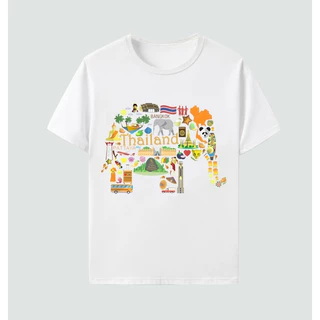 Thailand Elephant Souvenir Shirt 2025 ของชำร่วยไทย สวยมาก คอกลม แฟชั่น เสื้อยืด ผ้าฝ้ายแท S-5XL