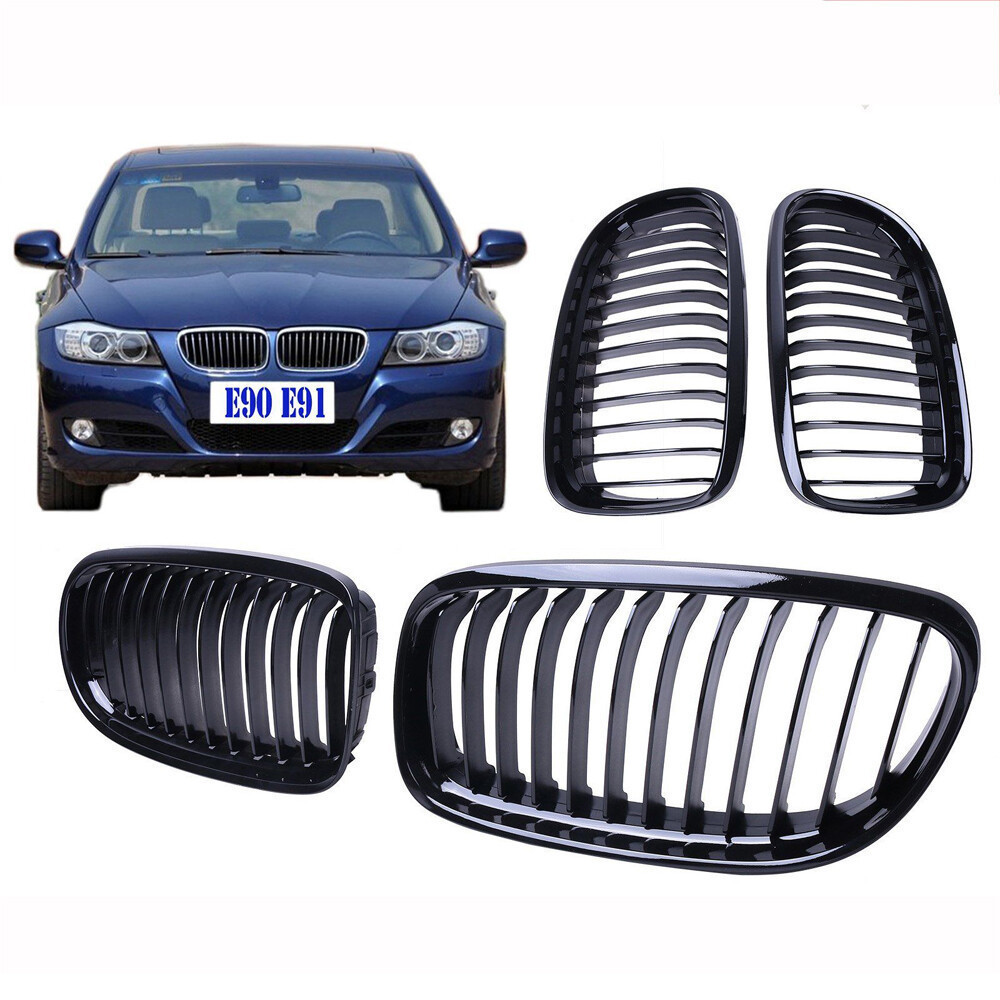 สําหรับ BMW E90 E91 Saloon Gloss สีดําด้านหน้าไตกันชนย่างกระจังหน้า 09-2011 4D