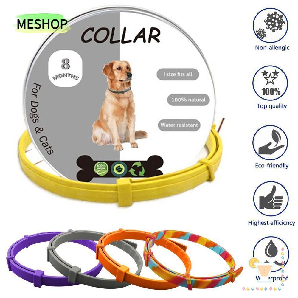 MESHOPTH ปลอกคอสุนัข, ปลอกคอกําจัดเห็บหมัดป้องกัน 8 เดือนแบบพับเก็บได้, ป้องกันแมลงแบบพกพา TPE ป้องก