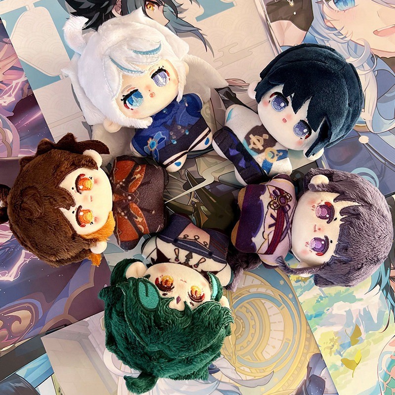 Genshin Impact Mini ตุ๊กตาตุ๊กตา Zhongli Furina Raiden Shogun Wanderer Xiao Nunu Body ผ้าฝ้ายตุ๊กตาพวงกุญแจของขวัญ