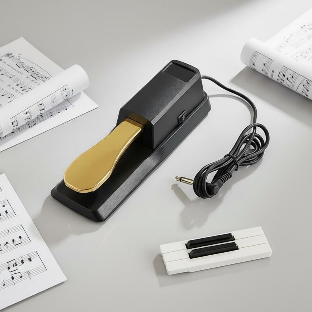 การออกแบบกันลื่นเปียโนดิจิตอล Sustain Pedal Polarity Switch Sustain Pedal สําหรับการแสดงบนเวที