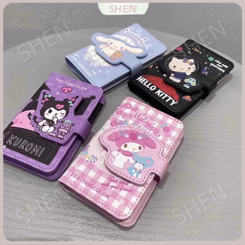 .Multi-card Holder HelloKitty &amp; Kuromi ออกแบบคิ้วท์ มีลายหมาขนนุ่มสีซินนามอน สำหรับพกพาหลายบัตรและกระเป๋าเก็บของ ราคาถูก Shopee Lazada