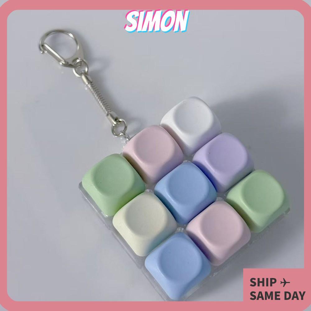 พวงกุญแจปุ่มกด SIMON, คีย์บอร์ดนิ้วบรรเทาความเครียด 3/9 คีย์, ปุ่มคีย์ผ่อนคลาย Pass The Time Gadget Clicker ของเล่นผู้ใหญ่