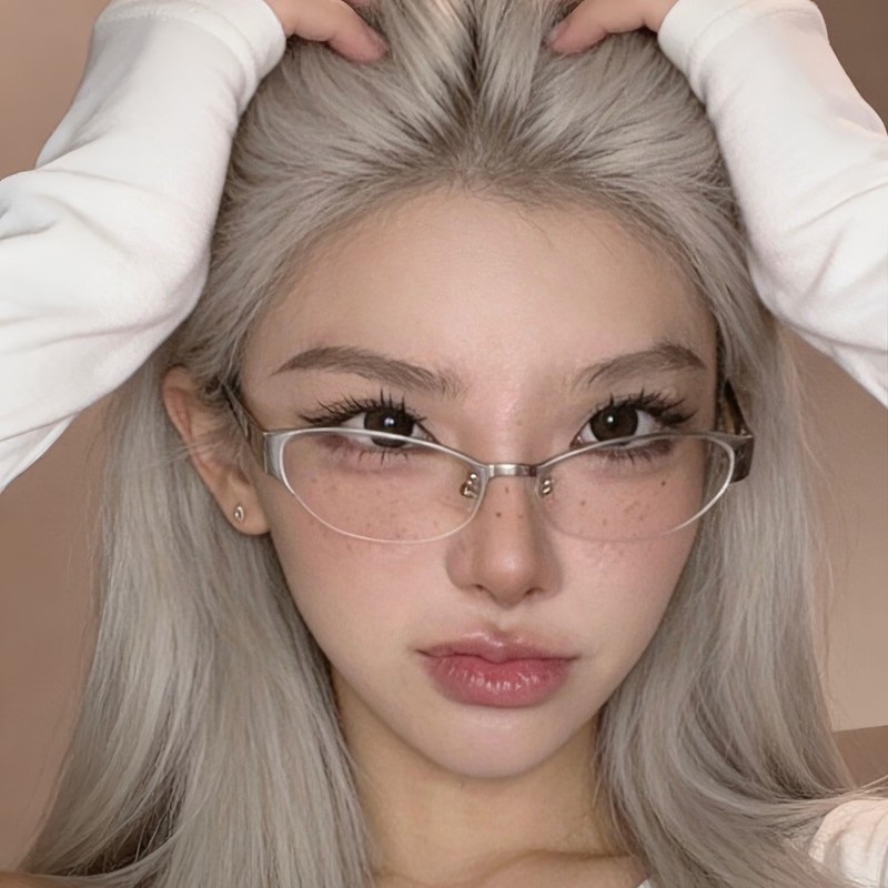 แว่นตากันแดดสไตล์ตาแมวนีออน แบบ_unisex_กรอบโลหะครึ่งหน่วย