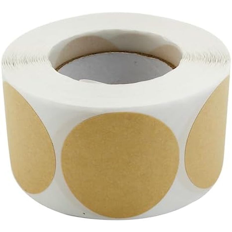 1.5 Inch Kraft Code Dot Stickers, Color Coding Label Round Blank Stickers Removable Writable Circle 