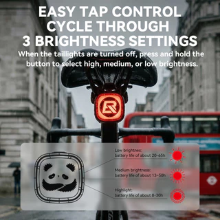 【TH Delivery】ROCKBROS จักรยาน IPX5 ไฟท้ายกันน้ําหลายรูปแบบอัจฉริยะเบรค Sensing Light Double-bracket MTB จักรยานเสือหมอบอุปกรณ์เสริม