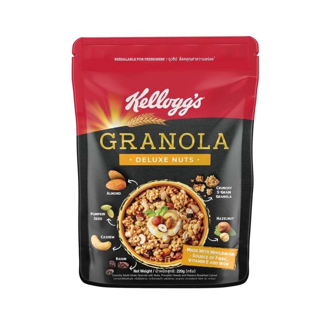 เคลล็อกส์ ดีลักซ์นัทกราโนลา (Kellogg’s Deluxe Nuts Granola 220g.)