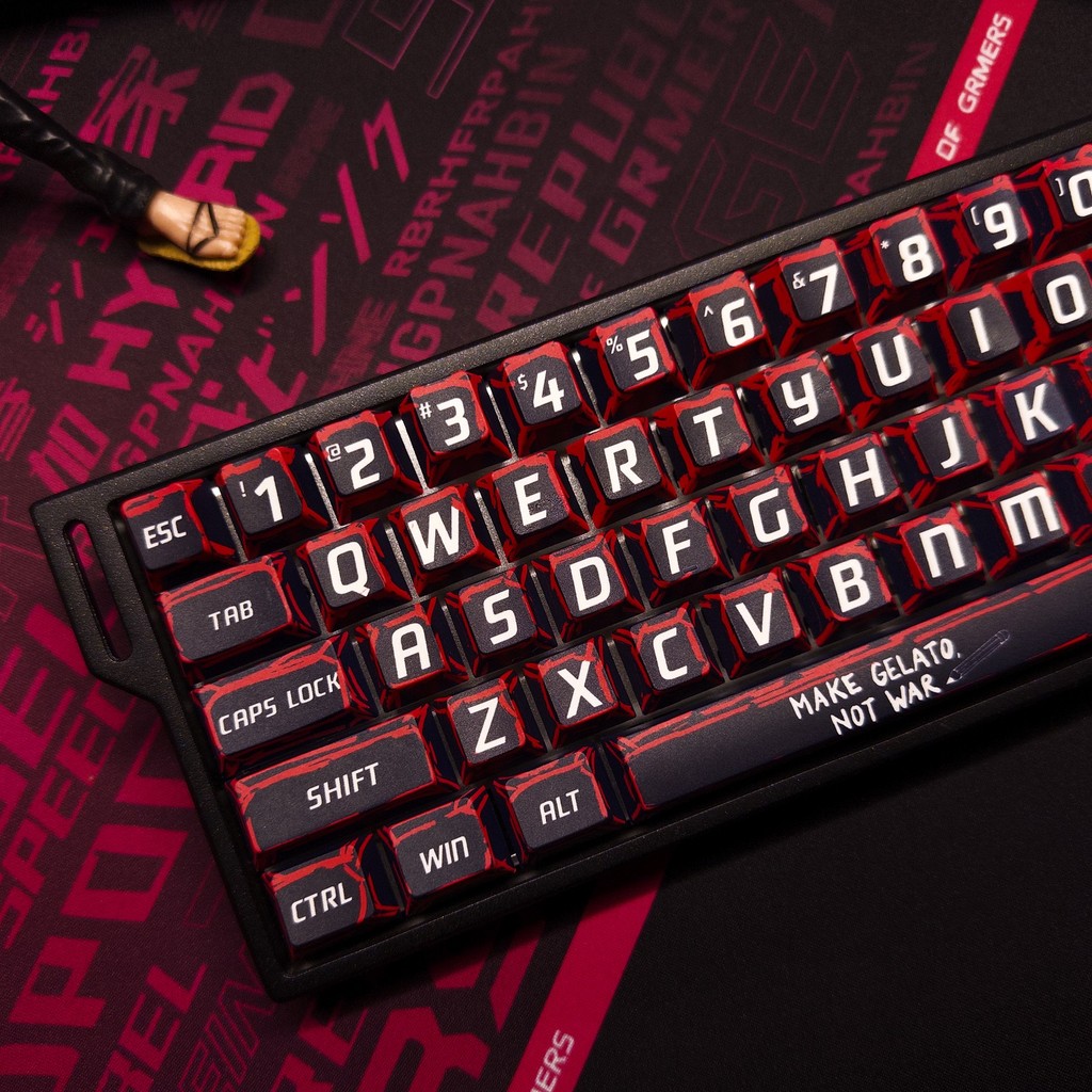 Minimalist สีดําสีแดงขนาดใหญ่ตัวอักษรการ์ตูน Keycap PBT ห้าด้านระเหิดโรงงานเดิม Keycap พร้อม wooting