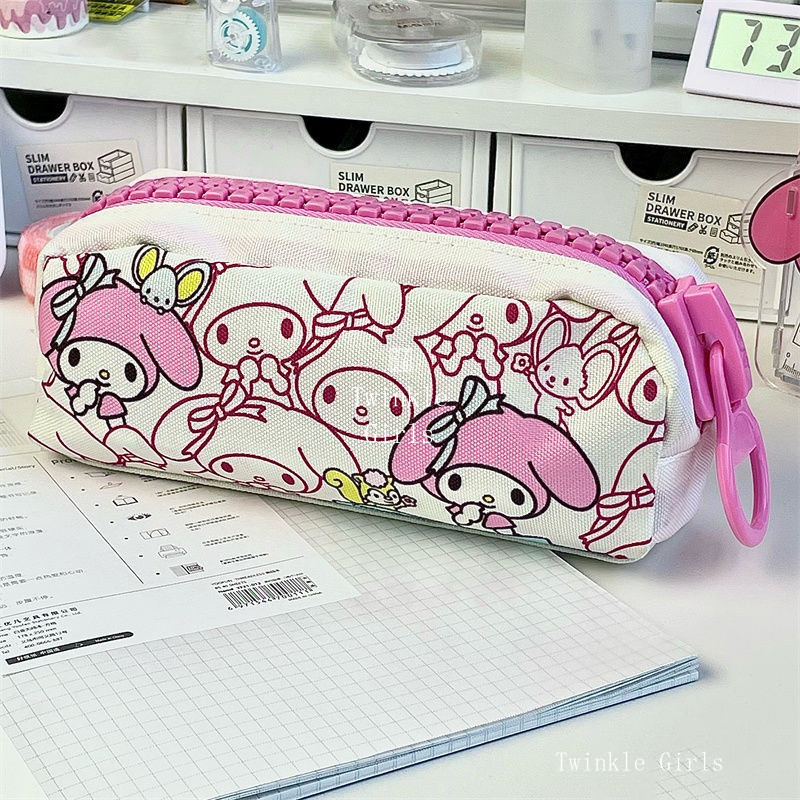 My Melody Pochacco การ์ตูนกล่องดินสอซิปขนาดใหญ่น่ารักกระเป๋าดินสอความจุขนาดใหญ่กระเป๋าเครื่องเขียนชั้นเดียวสําหรับนักเรียน
