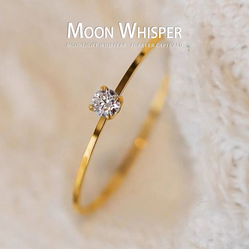 แหวนสแตนเลสมินิมอลลิสต์สำหรับผู้หญิง เคลือบ.gold.18K ไม่เป็นสนิม และไร้สารก่อภูมิแพ้