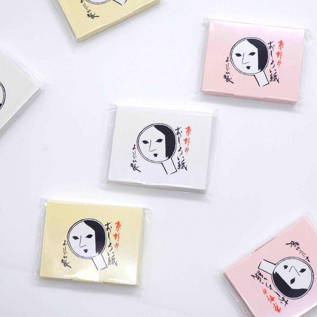 กระดาษซับมันผสมแป้ง สีมุข, ชมพู, เบจ Yojiya โยจิยะ Oshiroigami Face Powder Paper Pearl, Pink, Beige