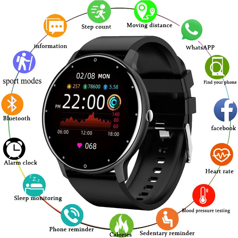 ใหม่ ZL02 ผู้ชายสมาร์ทนาฬิกา Heart Monitor ไร้สายฟิตเนส IP68 กันน้ํากีฬาผู้หญิง Smartwatch สําหรับ I