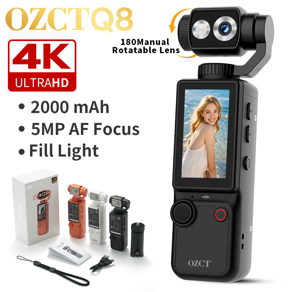 Q8 Pocket Sports 4K HD Mini Handheld Camera กล้องกลางแจ้ง Autofocus Conference Recording