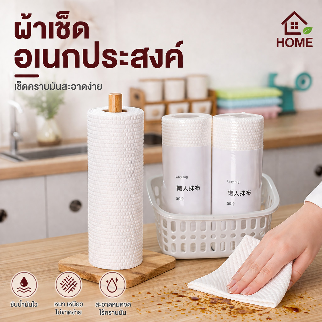 Home007 ทิชชู่ กระดาษทิชชู่ซับน้ำมัน (1ม้วน50แผ่น) ทิชชู่เช็ดน้ำมัน ทิชชู่อเนกประสงค์ ทิชชู่ซับมัน กระดาษซับมัน