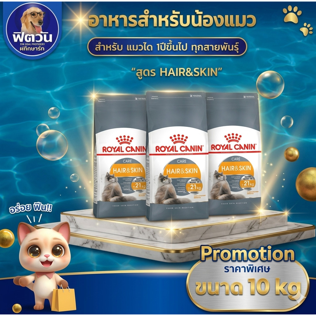 อาหารแมว ROYAL CANIN-HAIR&SKIN 10 Kg{อาหารแมวเม็ด}