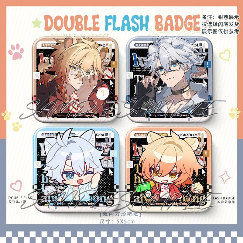 สวย Enemy Enemy Doujin Valley สินค้า Double Flash Square Badge เข็มกลัดเดสก์ท็อปเครื่องประดับไม่มีวั