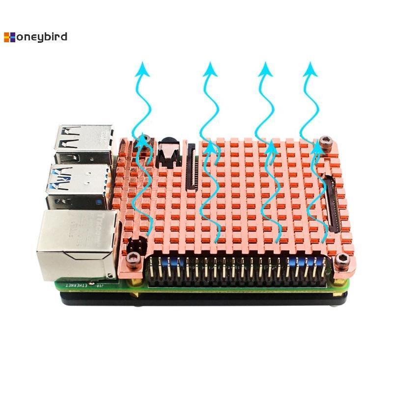 Honeybird ทองแดง Passive Cooling Heatsink Case Plate Kit สําหรับ Raspberry Pi 4 ถึง Lower อุณหภูมิระ