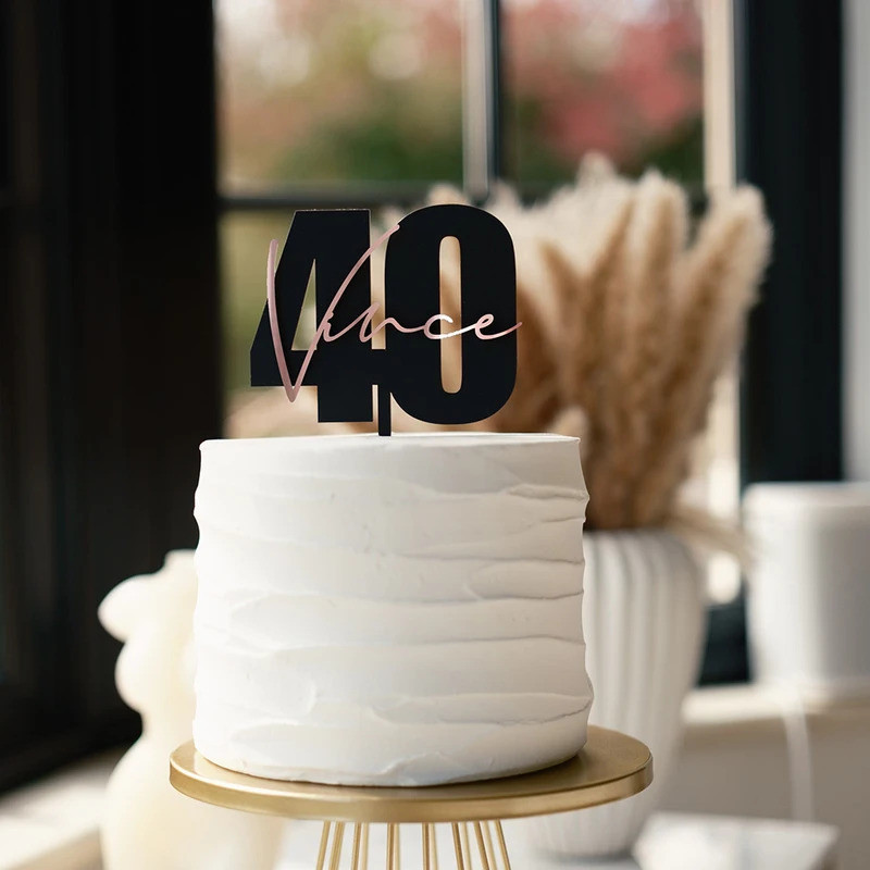 Customized Name and Age Acrylic Cake Topper Wedding Cake Topper,40th Anniversary Cake Topper,Double 