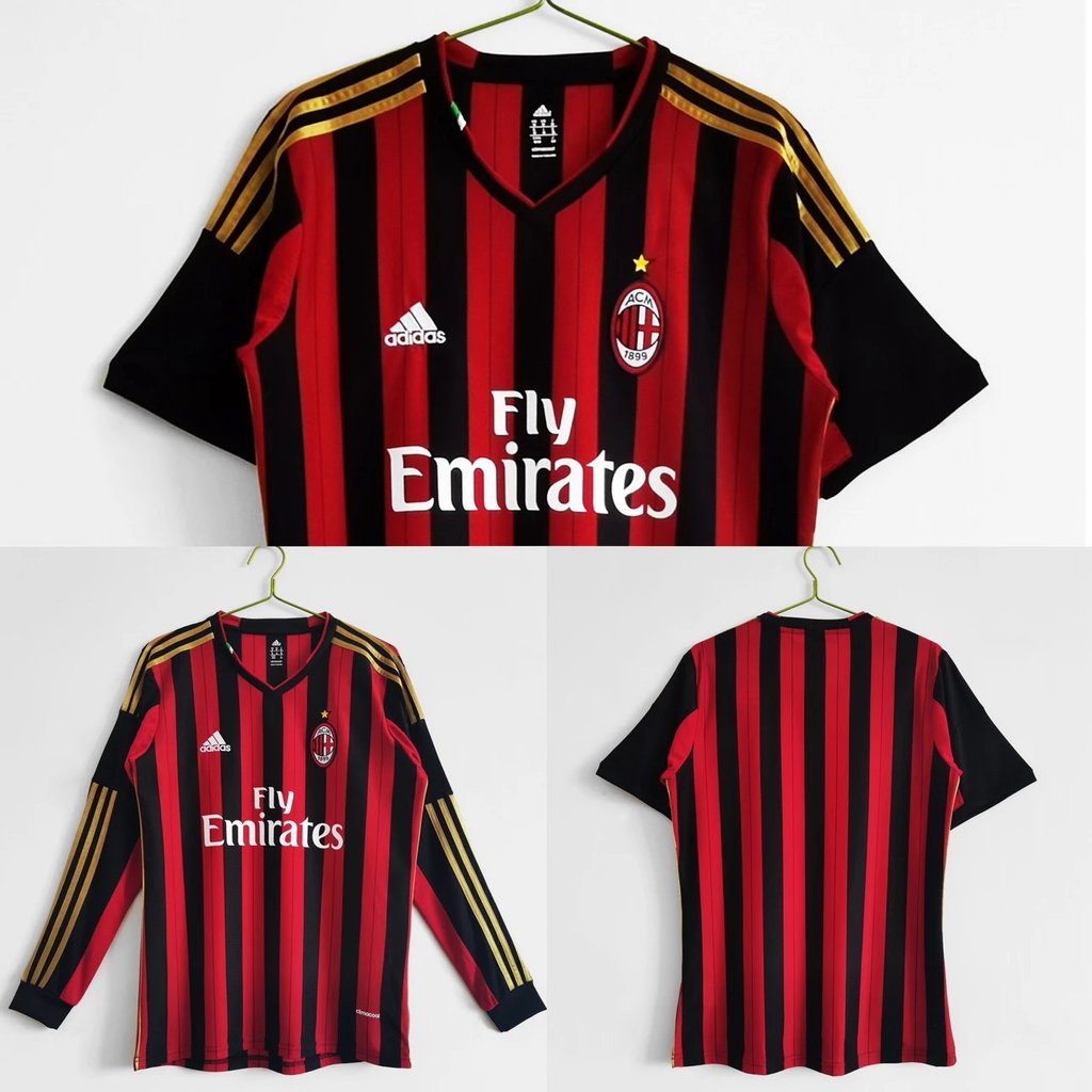 AC Milan Retro Jersey 13-14 Game Season ac Milan Jersey Long Sleeves AC Jersey Team Barotoli Kaka Je