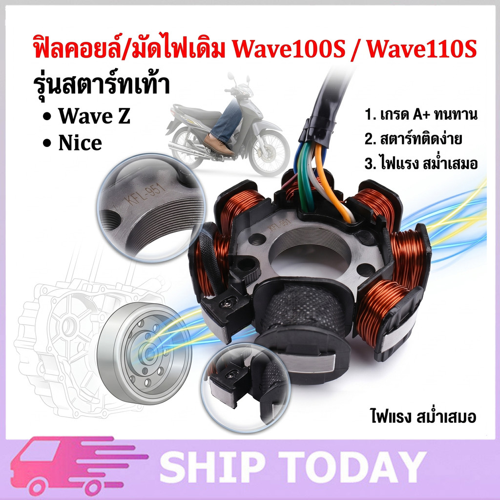 คอยล์จุดระเบิด Wave 125i (Whale 2012-2018) (31120-KYZ-711) อะไหล่แท้ Honda