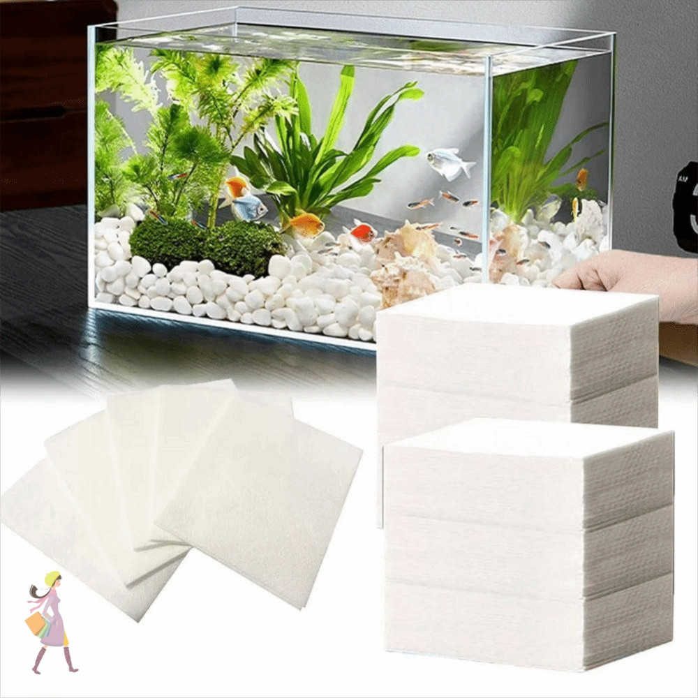 YGBG 100 ชิ้นถังปลากระดาษระงับกลิ่นกาย,การกําจัดความปลอดภัย De-yellowing Aquarium เครื่องกรองน้ําแผ่น,ทนทานที่มีประสิทธิภาพดูดซับการกําจัดกลิ่นน้ําเครื่องมือกรอง