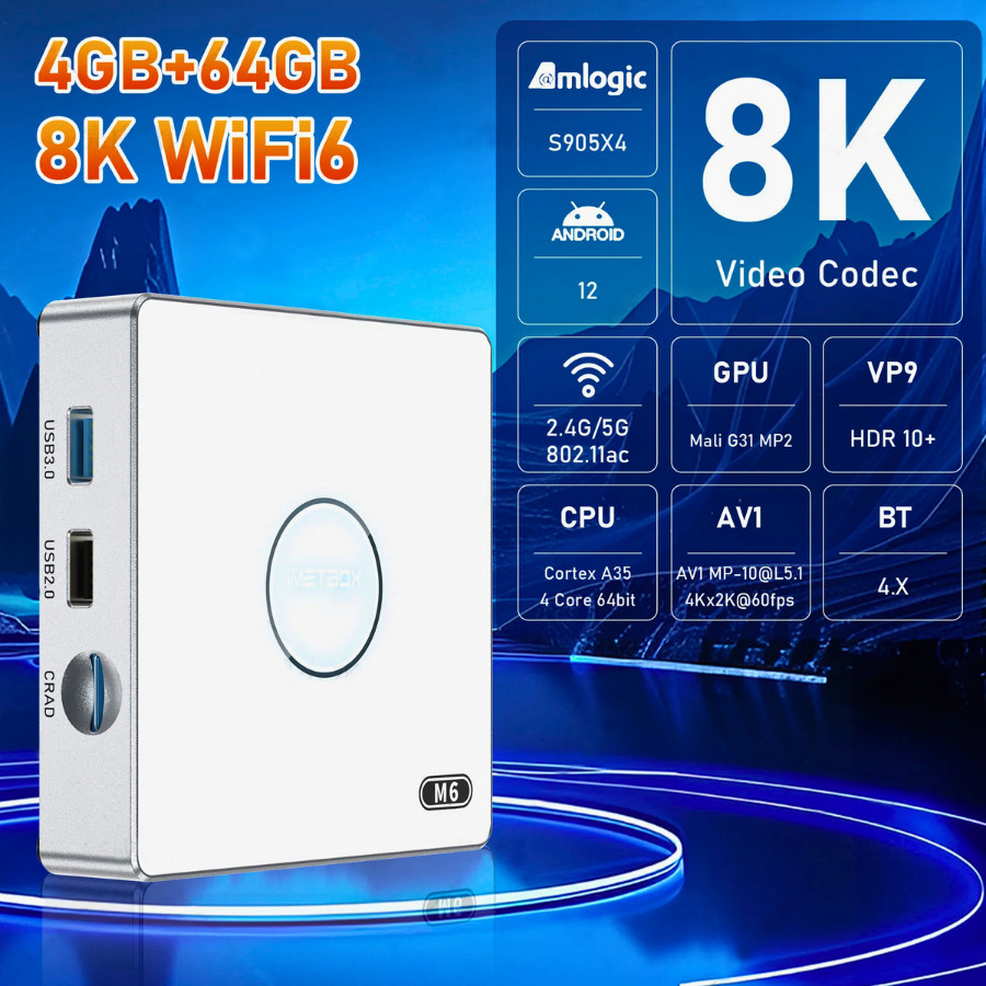 IMETBOX M6 Global Media Player กล่องรับสัญญาณ 4G DDR 64GB Android 12 ความบันเทิงระดับสากล 8K HDR.