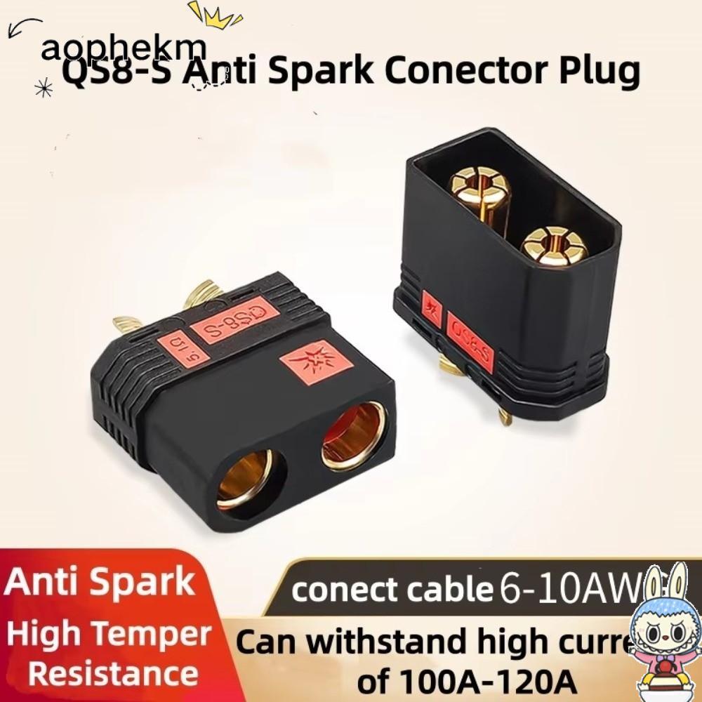 AOPHEKM QS8-S Connector, สีดํา Anti Spark QS8P-S ปลั๊กแบตเตอรี่, กําลังสูงชุบทอง QS8-S MF ปลั๊กชุดสํ