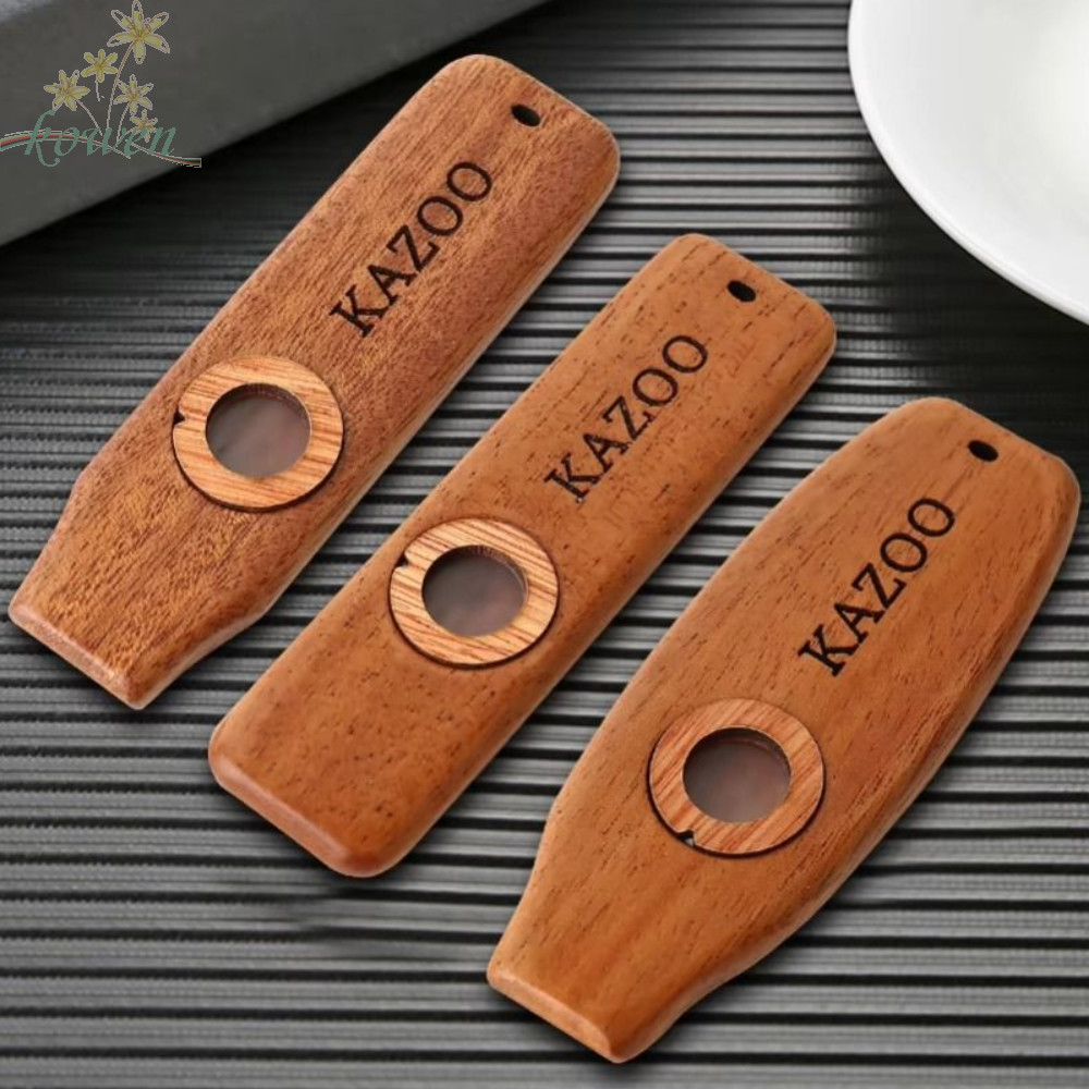 KOWEN น้ําหนักเบารองรับ Kazoo,พร้อมเชือกเส้นเล็กเครื่องมือไม้ Kazoo, Professional Performce ไม้หลายส