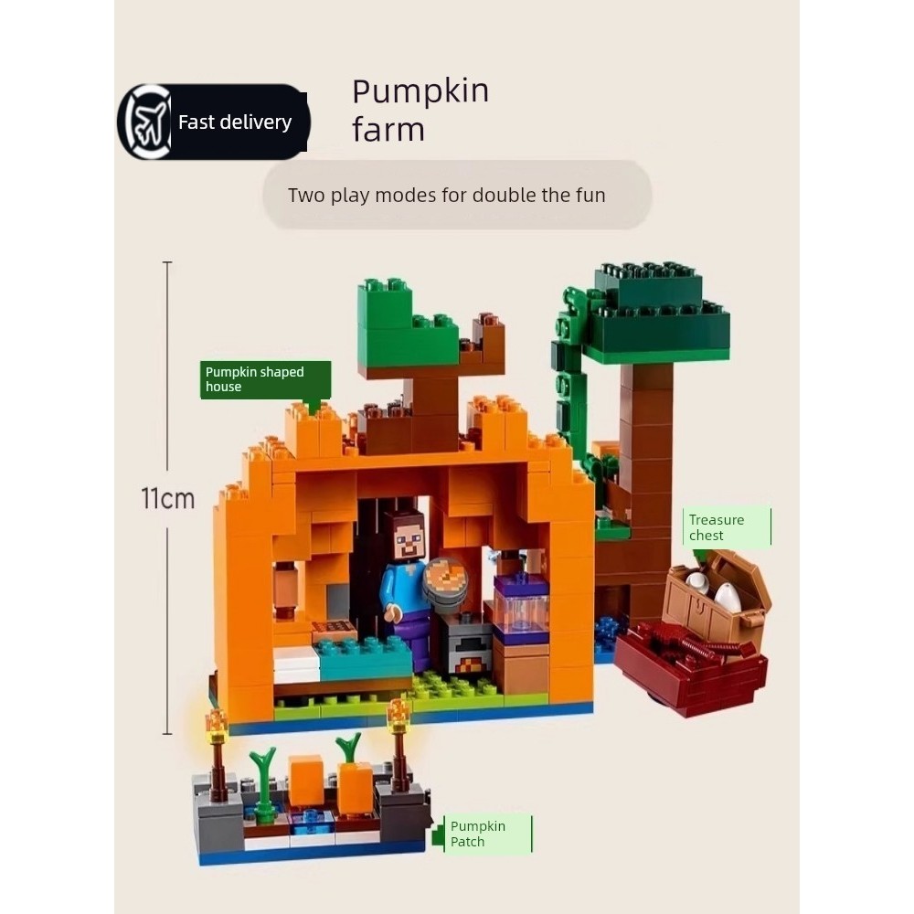minecraft toy minecraft สไตล์ใหม่ 21248 ฟาร์มฟักทอง Minecraft Building Box Fox House ของเล่นเพื่อการ
