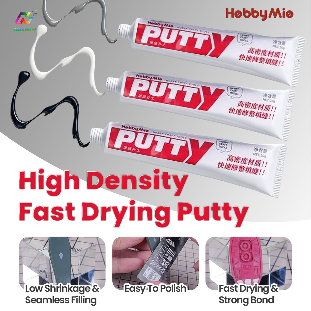 HOBBY MIO ความหนาแน่นสูง Gap บรรจุการสร้างแบบจําลอง Putty 20g สีดําสีขาวสีเทา Fast Drying ต่ํา Shrinkage Repair Compound สําหรับ Gundam ทหารรูป Hobby DIY เครื่องมือ