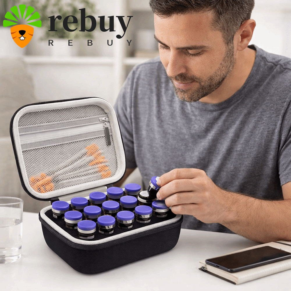 REBUY Insulin กล่องเก็บของ, 15 ช่องกันน้ําอินซูลิน Vials Case, Vials Storage ทนต่อการสึกหรอความจุขนา