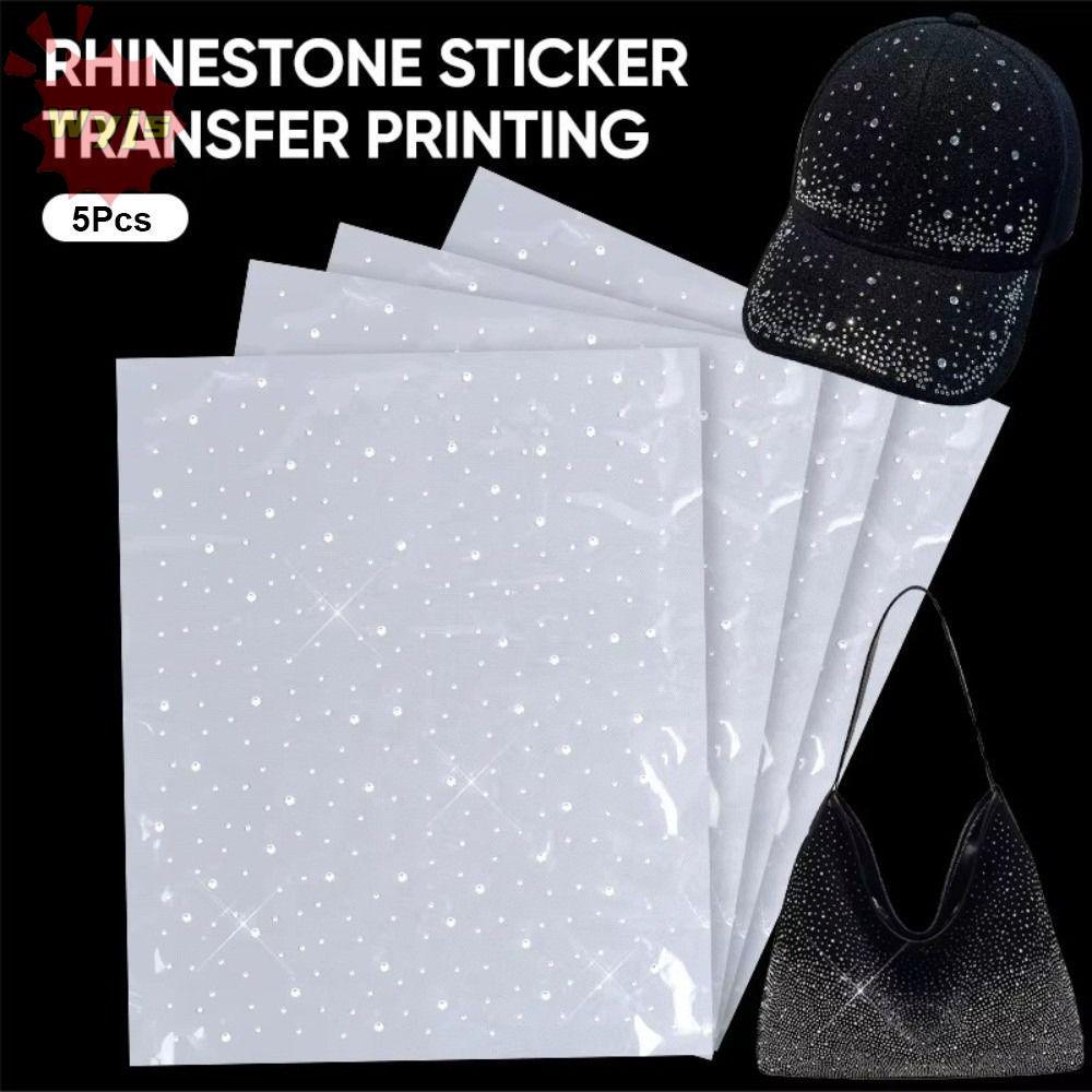 WYJS 5 แผ่นสติกเกอร์ Rhinestone มีกาวในตัว, Starry Sky รูปแบบศิลปะหัตถกรรม Hot Melt Rhinestone แพทช์, DIY Gradient Polka Dot Bling สติกเกอร์เพชรเสื้อผ้าตกแต่ง