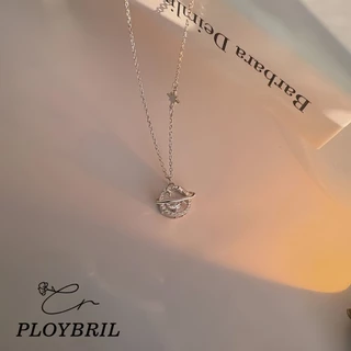 PLOYBRIL สร้อยเงินแท้ Bright Planet สร้อยคอเงินแท้ สร้อยเพชร จี้เพชรสร้อยคอดาวเคราะห์ วาเลนไทน์ X061