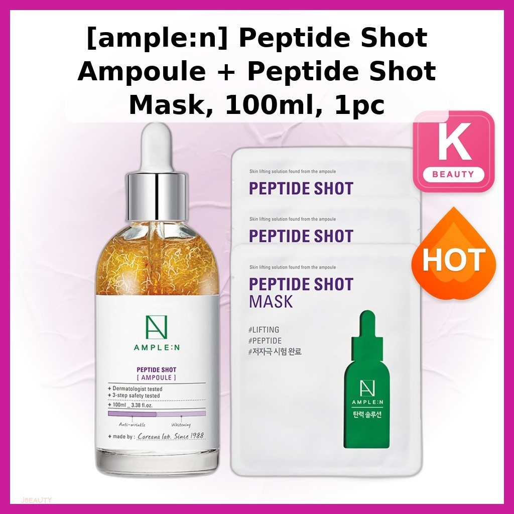 [ample:n] Peptide Shot Ampoule + Peptide Shot Mask, 100ml, 1pc / Korean Peptide Ampoule / Anti-Aging