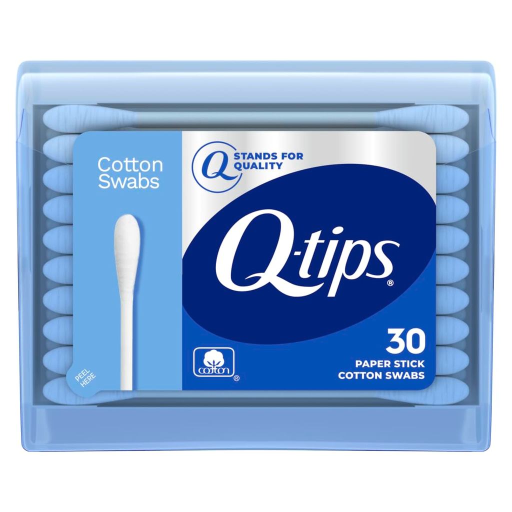 Q-tips Swabs Travel Pack,30 Counts แพ็ค 1 อัน สีฟ้า