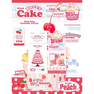 22ชิ้น/เซ็ตหวานเบอร์รี่เค้กปิดผนึกสติกเกอร์การ์ดอวยพรชุดวัสดุบรรจุภัณฑ์ ทําเอง ตกแต่ง