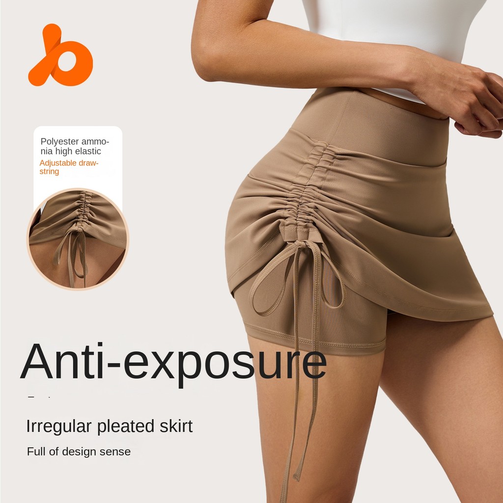 New Crimp Sports Short Skirt Women's Anti-Exposure High Waist Running Skirt Fake Two Pieces Yoga Ski