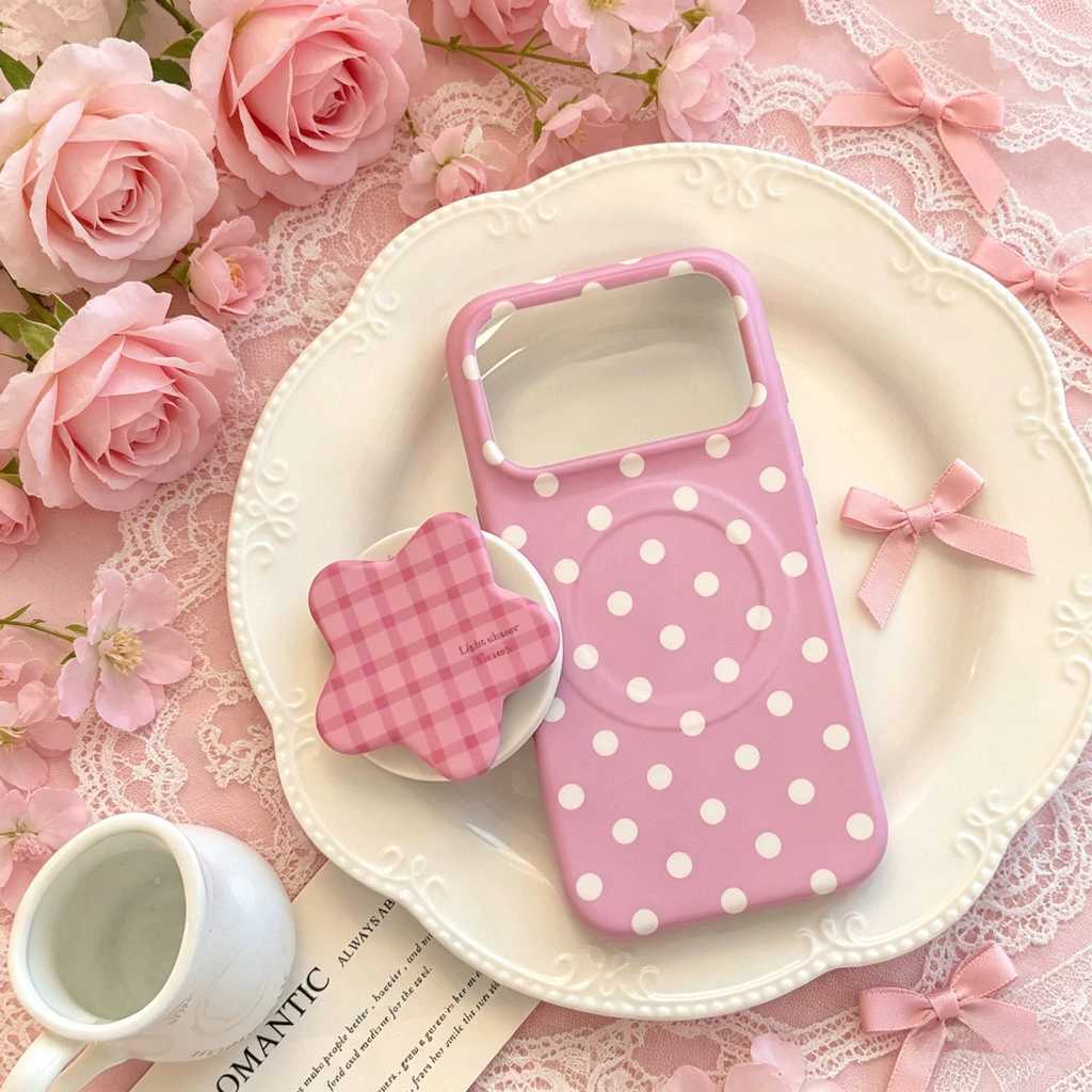Magnetic Attachment Type เคส iPhone ลายจุดสีชมพูเหมาะสําหรับ iPhone 17 Pro Max 17 16 15 14 iPhone13 thumbnail 3