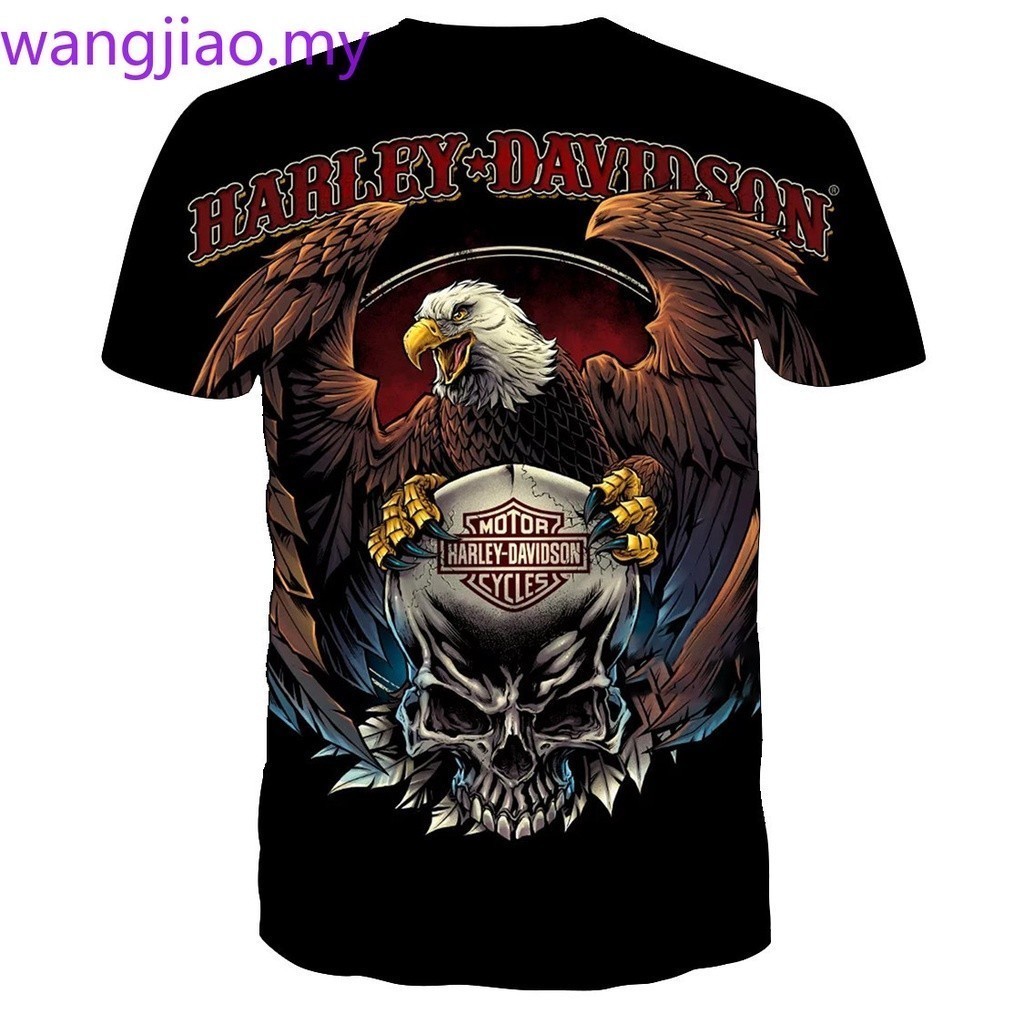 เสื้อยืดผู้ชายเต็มร่างกาย 3d พิมพ์ O-คอ Tshirt แฟชั่น Eagle เสื้อยืดลําลองแขนสั้น S-5XL S-5XL