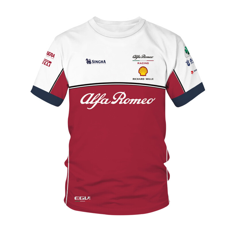F1 Alfa Romeo เสื้อยืดสูตรหนึ่งรถแข่ง3D พิมพ์ Streetwear ผู้ชายฤดูร้อนแฟชั่นขนาดใหญ่ O-คอเด็กประเดิม