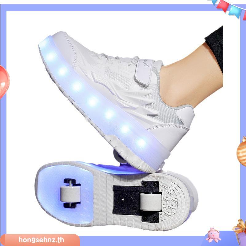 รองเท้าโรลเลอร์เด็ก Heelys เด็กชายและเด็กหญิง รองเท้ามีไฟ LED รองเท้าผ้าใบ 2 ล้อ (เด็ก)