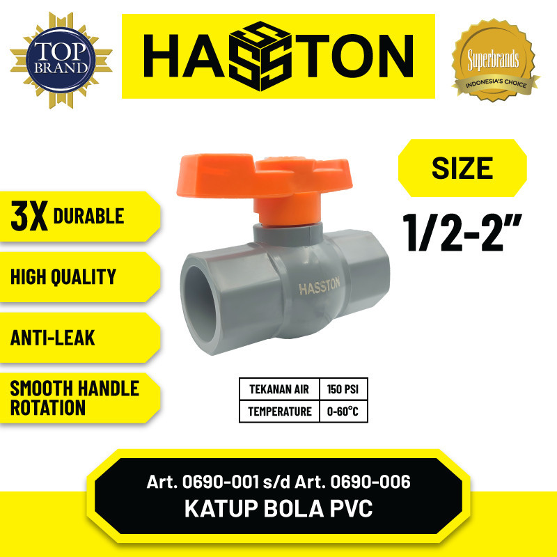 Hasston Ball Valve Body PVC / PVC Ball Valve / Stop Valve (0690)