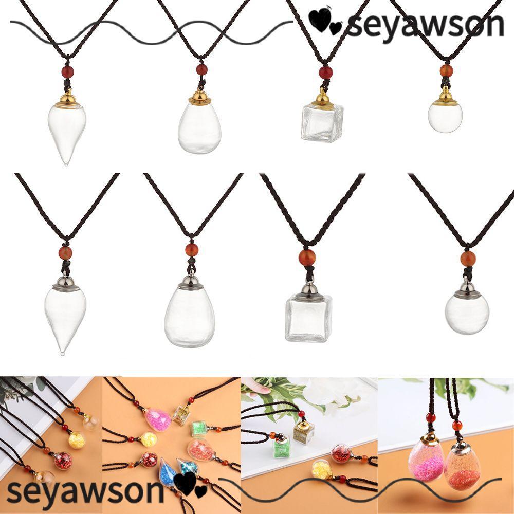 SEYAWSON สร้อยคอทรงสี่เหลี่ยมทรงหยดน้ําสําหรับผู้หญิงผู้ชายเครื่องกระจายน้ํามัน Vial