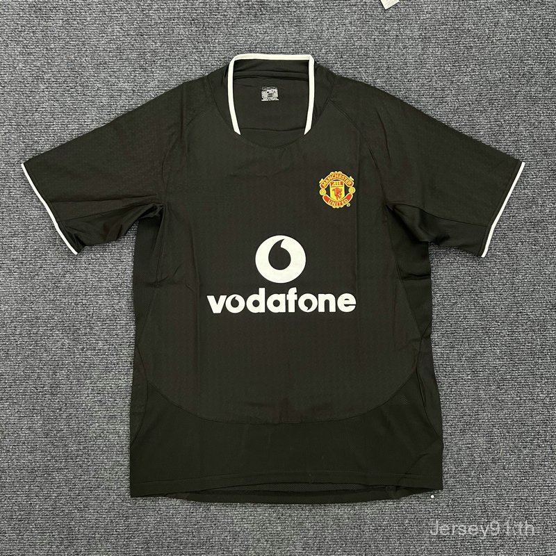 2003-04 M Away Retro Soccer Jersey เสื้อฟุตบอลแขนสั้นสีดํา