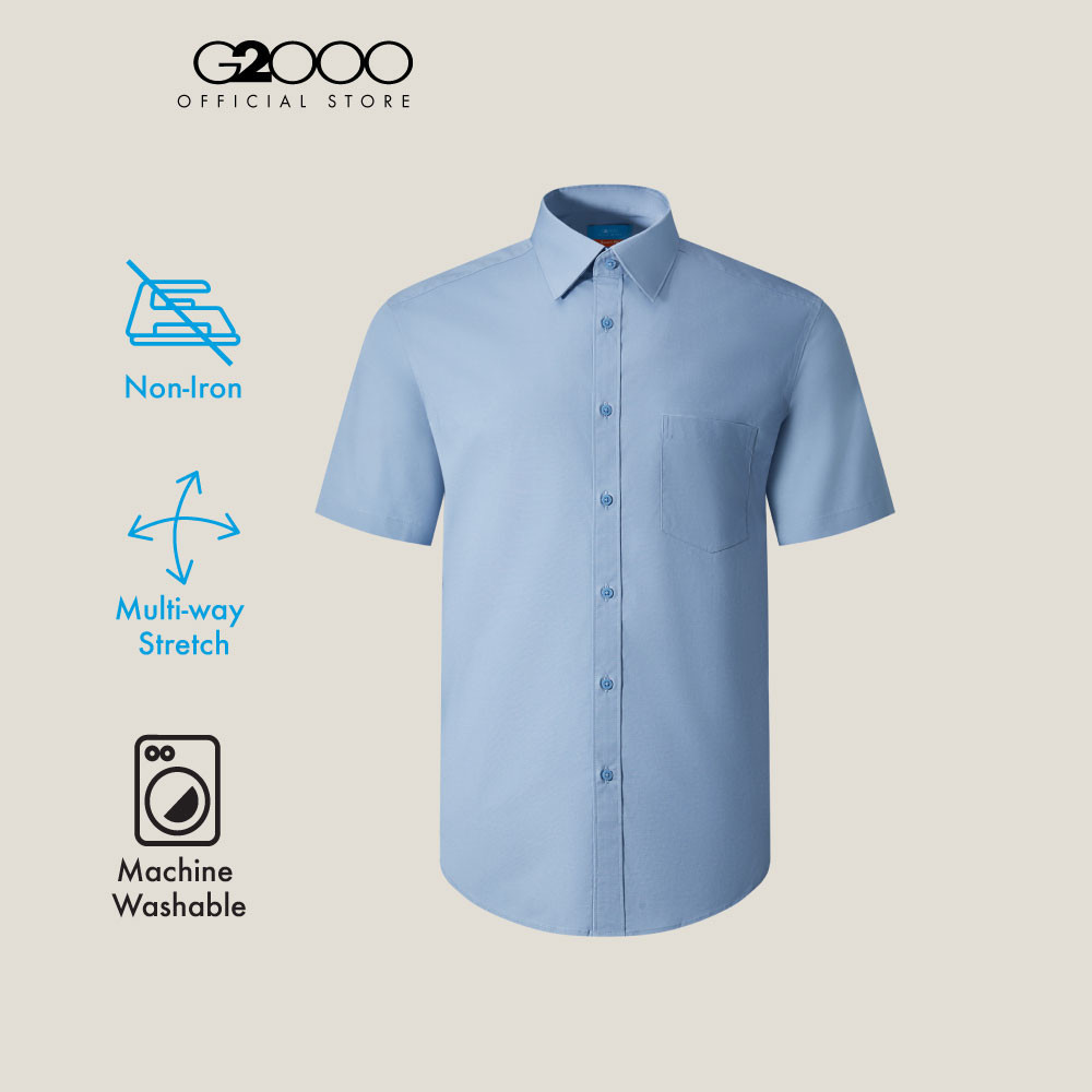 G2000 เสื้อเชิ้ตแขนสั้นแบบทางการสำหรับผู้ชาย Smart Fit รุ่น 2113101271 BLUE